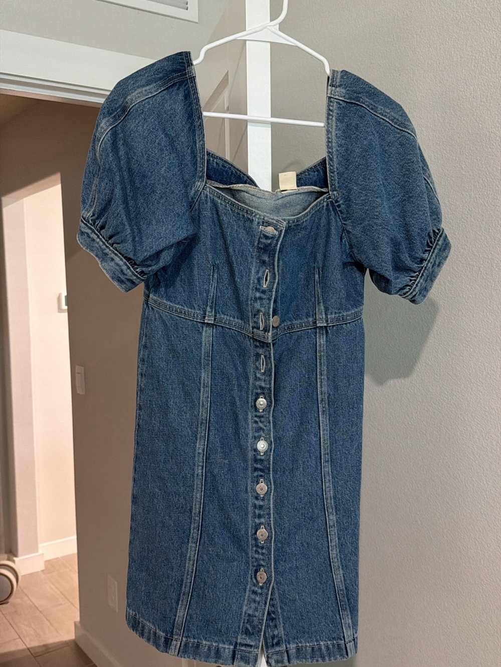 Levi's Puff-Sleeve Button-Front Denim Dress - Blue
